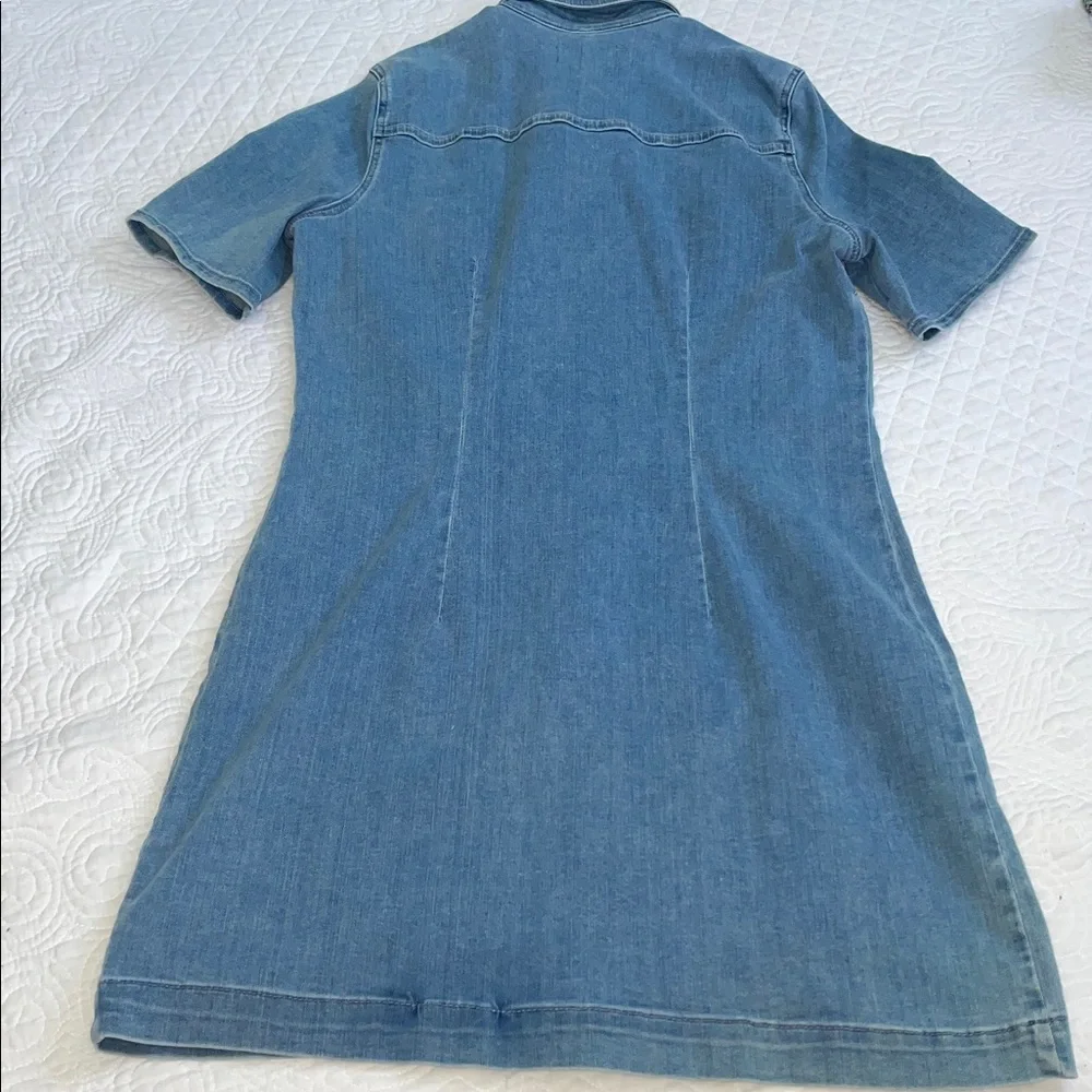 JEN7 by 7 For All Mankind Denim Shirt Dress | Large | Snap Front | Stretch Jean - Picture 3 of 11